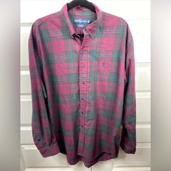 Ralph Lauren Blake Shirt XL Purple Plaid Casual Button Up Long Sleeve Mens Extra - Picture 1 of 6